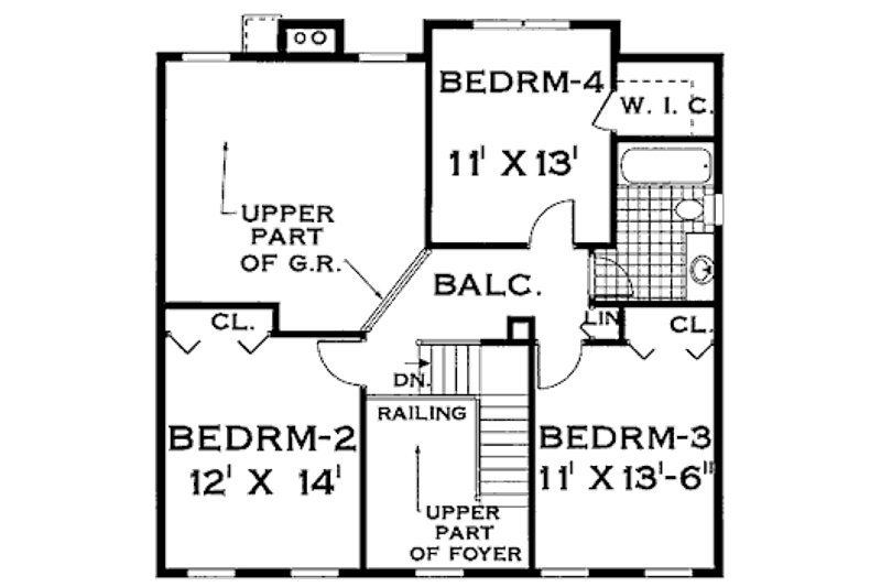 Home Plan - Floor Plan - Upper Floor for Colonial House Plan #3-228 - 4 bed, 2.5 bath
