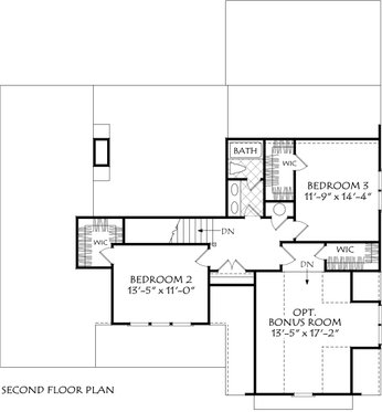 Floor Plan - Upper Floor for Farmhouse House Plan #927-1020 - 3 bed, 2.5 bath