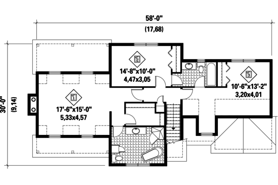 Floor Plan - Upper Floor for Country House Plan #25-4672 - 3 bed, 2 bath
