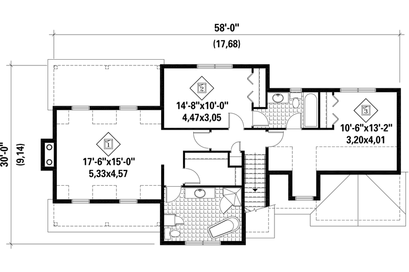 Home Plan - Floor Plan - Upper Floor for Country House Plan #25-4672 - 3 bed, 2 bath