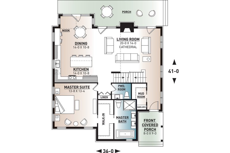 Home Plan - Floor Plan - Main Floor for Cottage House Plan #23-2774 - 3 bed, 2.5 bath