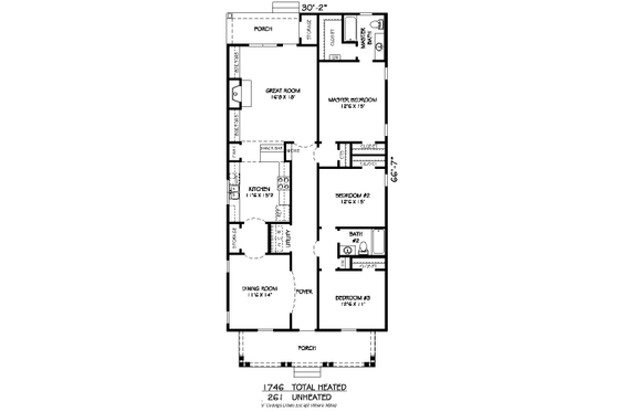 Floor Plan - Main Floor for Traditional House Plan #424-202 - 3 bed, 2 bath