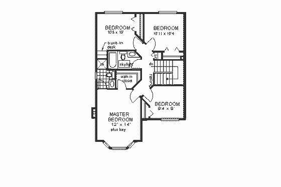 Floor Plan - Upper Floor for European House Plan #18-224 - 4 bed, 2.5 bath