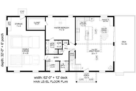 Floor Plan - Main Floor for Southern House Plan #932-1006 - 3 bed, 2.5 bath