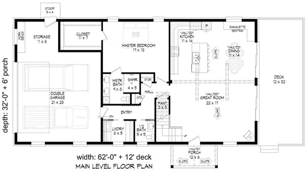 Southern Floor Plan - Main Floor Plan #932-1006