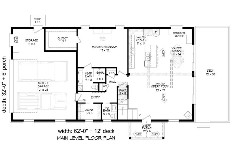 Home Plan - Floor Plan - Main Floor for Southern House Plan #932-1006 - 3 bed, 2.5 bath