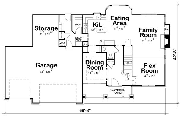 Craftsman Floor Plan - Main Floor Plan #20-2122