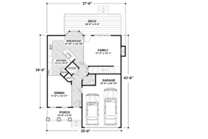 Floor Plan - Main Floor for Craftsman House Plan #56-554 - 3 bed, 2.5 bath