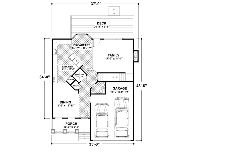 Home Plan - Floor Plan - Main Floor for Craftsman House Plan #56-554 - 3 bed, 2.5 bath