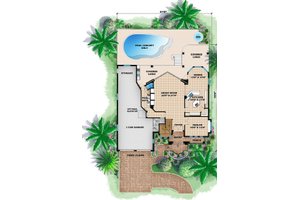 Floor Plan - Main Floor for Mediterranean House Plan #27-206 - 4 bed, 4 bath