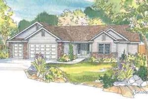 Ranch Exterior - Front Elevation Plan #124-474