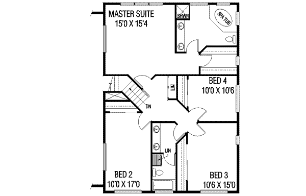 Home Plan - Traditional Floor Plan - Upper Floor Plan #60-344