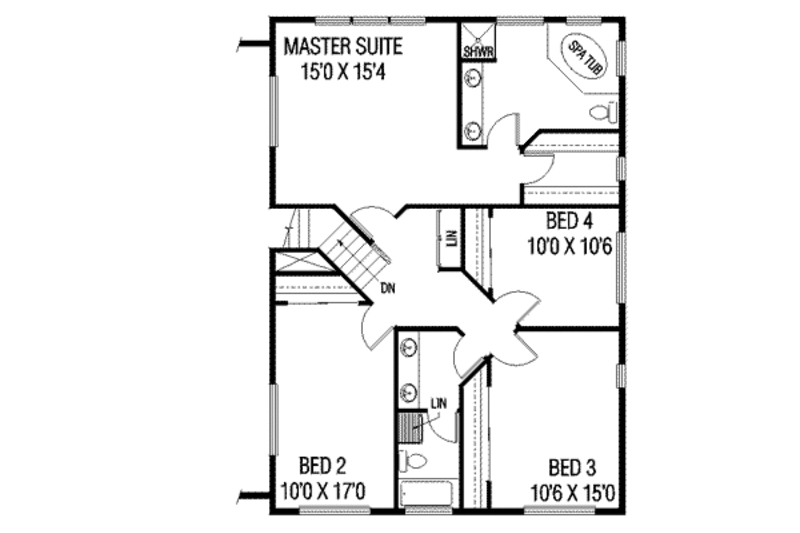 Traditional Style House Plan - 4 Beds 3 Baths 2793 Sq/Ft Plan #60-344 ...