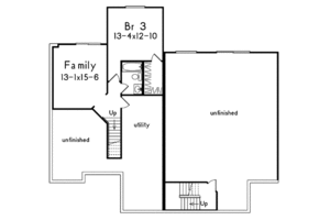 Floor Plan - Lower Floor for Traditional House Plan #57-145 - 3 bed, 2.5 bath
