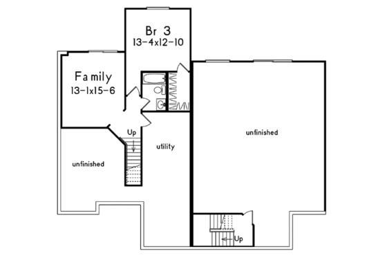 Floor Plan - Lower Floor for Traditional House Plan #57-145 - 3 bed, 2.5 bath
