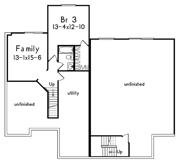 Architectural House Design - Traditional Floor Plan - Lower Floor Plan #57-145