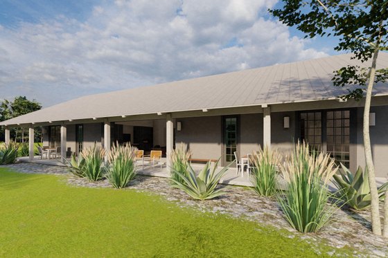 Exterior - Rear Elevation 1 for Ranch House Plan #449-16 - 3 bed, 2 bath