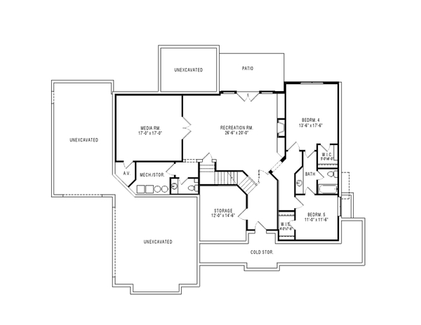 Architectural House Design - Craftsman Floor Plan - Lower Floor Plan #920-105