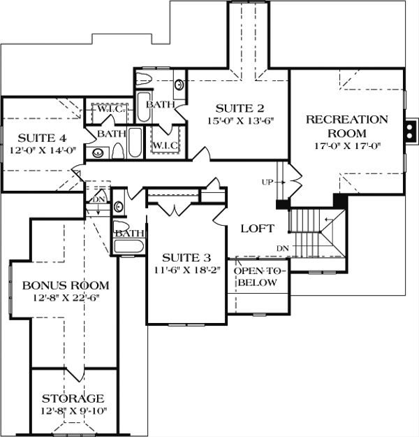 Craftsman Floor Plan - Upper Floor Plan #453-14
