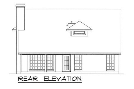 Exterior - Rear Elevation for Country House Plan #40-424 - 3 bed, 2.5 bath