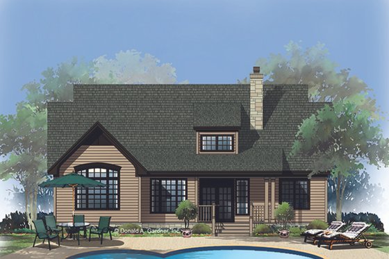 Exterior - Rear Elevation for Ranch House Plan #929-645 - 3 bed, 2 bath