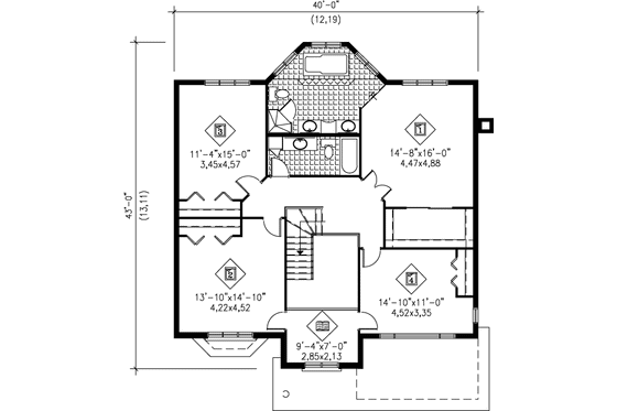 Floor Plan - Upper Floor for Traditional House Plan #25-2110 - 4 bed, 2.5 bath