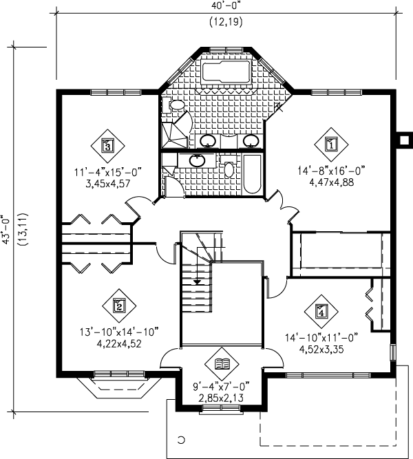 Traditional Floor Plan - Upper Floor Plan #25-2110