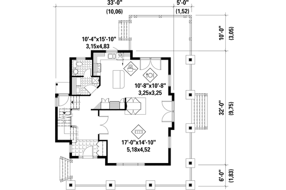 Floor Plan - Main Floor for Country House Plan #25-4552 - 3 bed, 1 bath