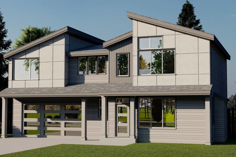 Architectural House Design - Prairie Exterior - Front Elevation Plan #53-750