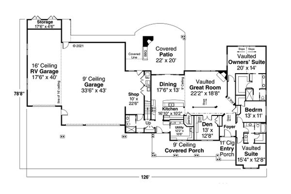 House Blueprint - Craftsman Floor Plan - Main Floor Plan #124-1238