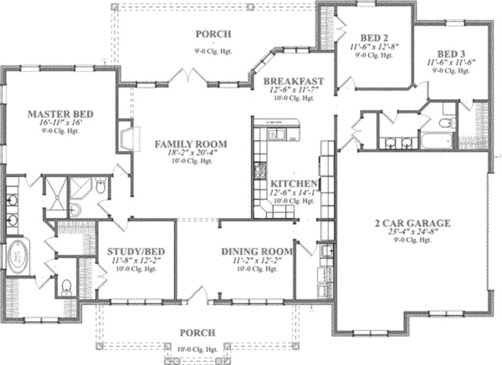 European Style House Plan 4 Beds 3 Baths 2465 Sqft Plan 63 123 