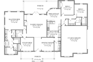 Floor Plan - Main Floor for European House Plan #63-123 - 4 bed, 3 bath