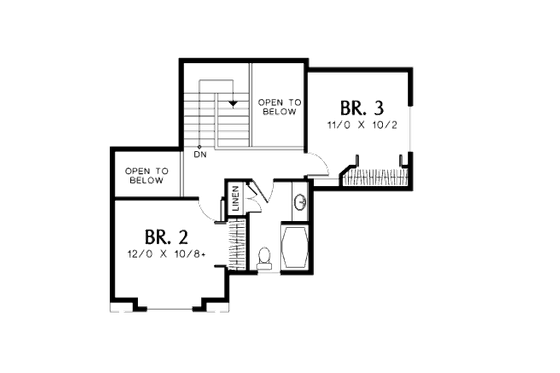 Floor Plan - Upper Floor for Traditional House Plan #48-327 - 3 bed, 2.5 bath