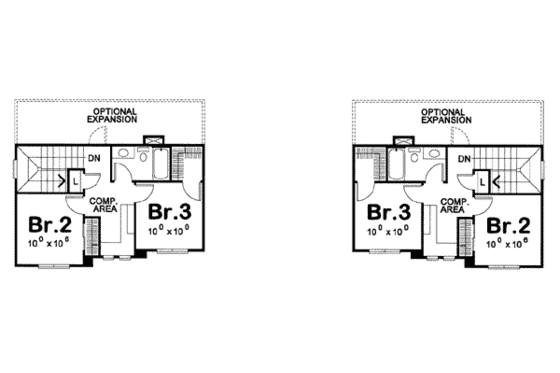 Floor Plan - Upper Floor for Cottage House Plan #20-1346 - 3 bed, 2.5 bath