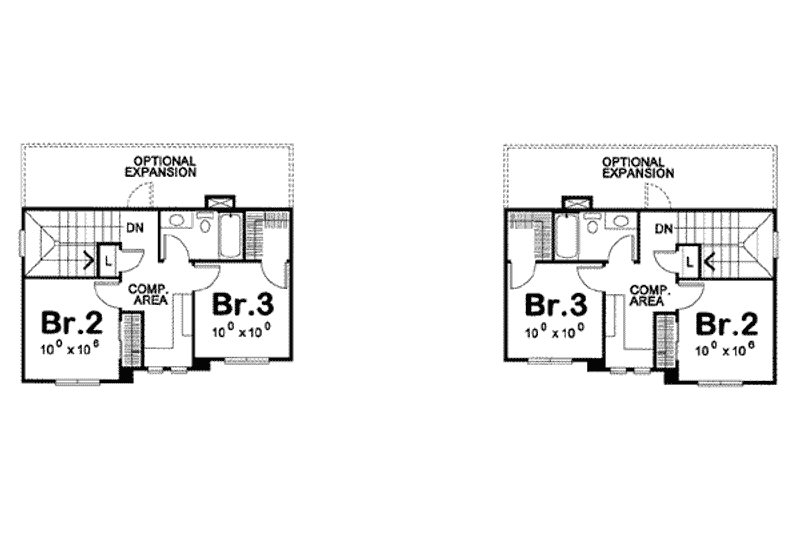 House Blueprint - Floor Plan - Upper Floor for Cottage House Plan #20-1346 - 3 bed, 2.5 bath