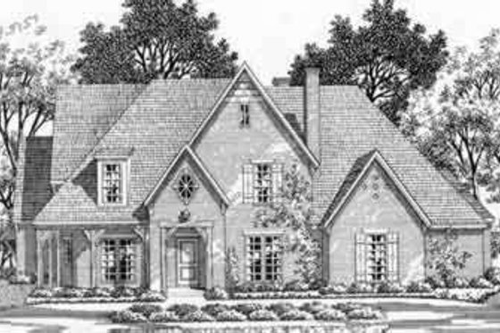 Exterior - Front Elevation for European House Plan #141-101 - 5 bed, 5 bath