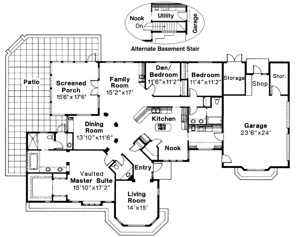 House Plan Design - Mediterranean Floor Plan - Main Floor Plan #124-132