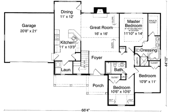 Floor Plan - Main Floor for Traditional House Plan #46-366 - 3 bed, 2 bath