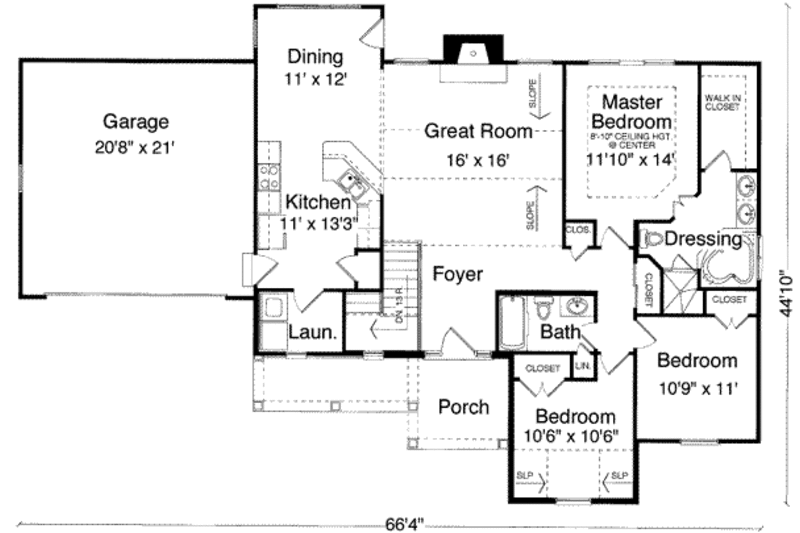 Dream House Plan - Floor Plan - Main Floor for Traditional House Plan #46-366 - 3 bed, 2 bath