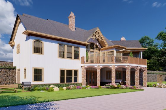 Exterior - Rear Elevation for Ranch House Plan #54-467 - 3 bed, 2.5 bath