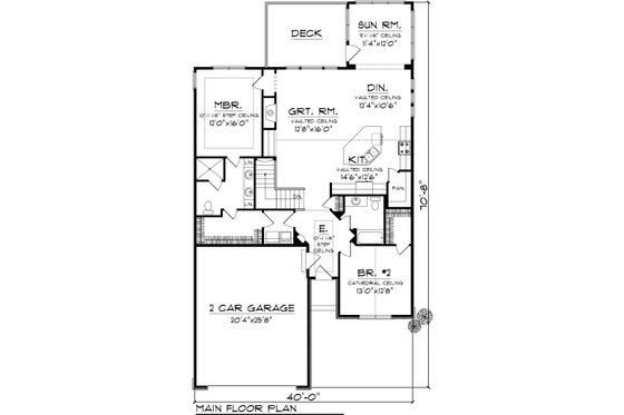 Floor Plan - Main Floor for Traditional House Plan #70-1110 - 2 bed, 1.8 bath