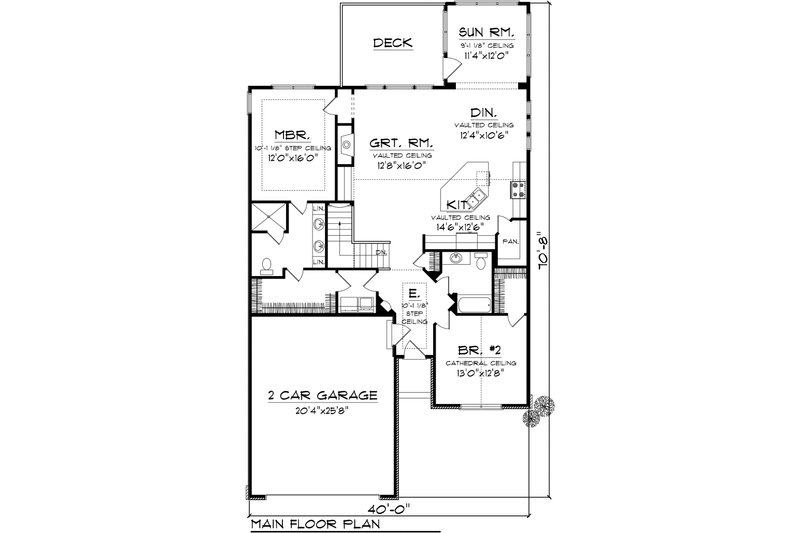Home Plan - Floor Plan - Main Floor for Traditional House Plan #70-1110 - 2 bed, 1.8 bath