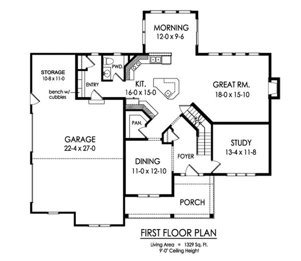 Traditional Floor Plan - Main Floor Plan #1010-233