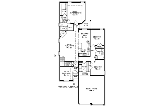 Floor Plan - Main Floor for Traditional House Plan #81-13906 - 3 bed, 2 bath