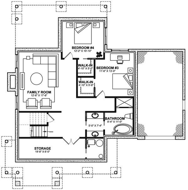 Farmhouse Floor Plan - Lower Floor Plan #23-2767