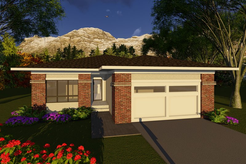 House Plan Design - Prairie Exterior - Front Elevation Plan #70-1261