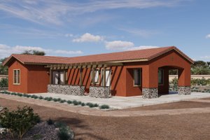 Adobe / Southwestern Exterior - Front Elevation Plan #1106-97