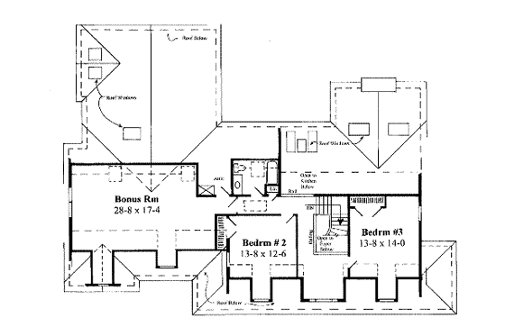 Floor Plan - Upper Floor for Country House Plan #75-177 - 3 bed, 2.5 bath