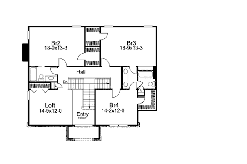 Dream House Plan - Floor Plan - Upper Floor for Colonial House Plan #57-290 - 4 bed, 3.5 bath
