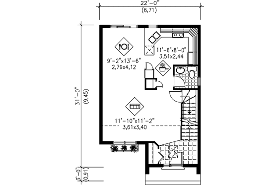 Floor Plan - Main Floor House Plan #25-2283 - 2 bed, 2 bath
